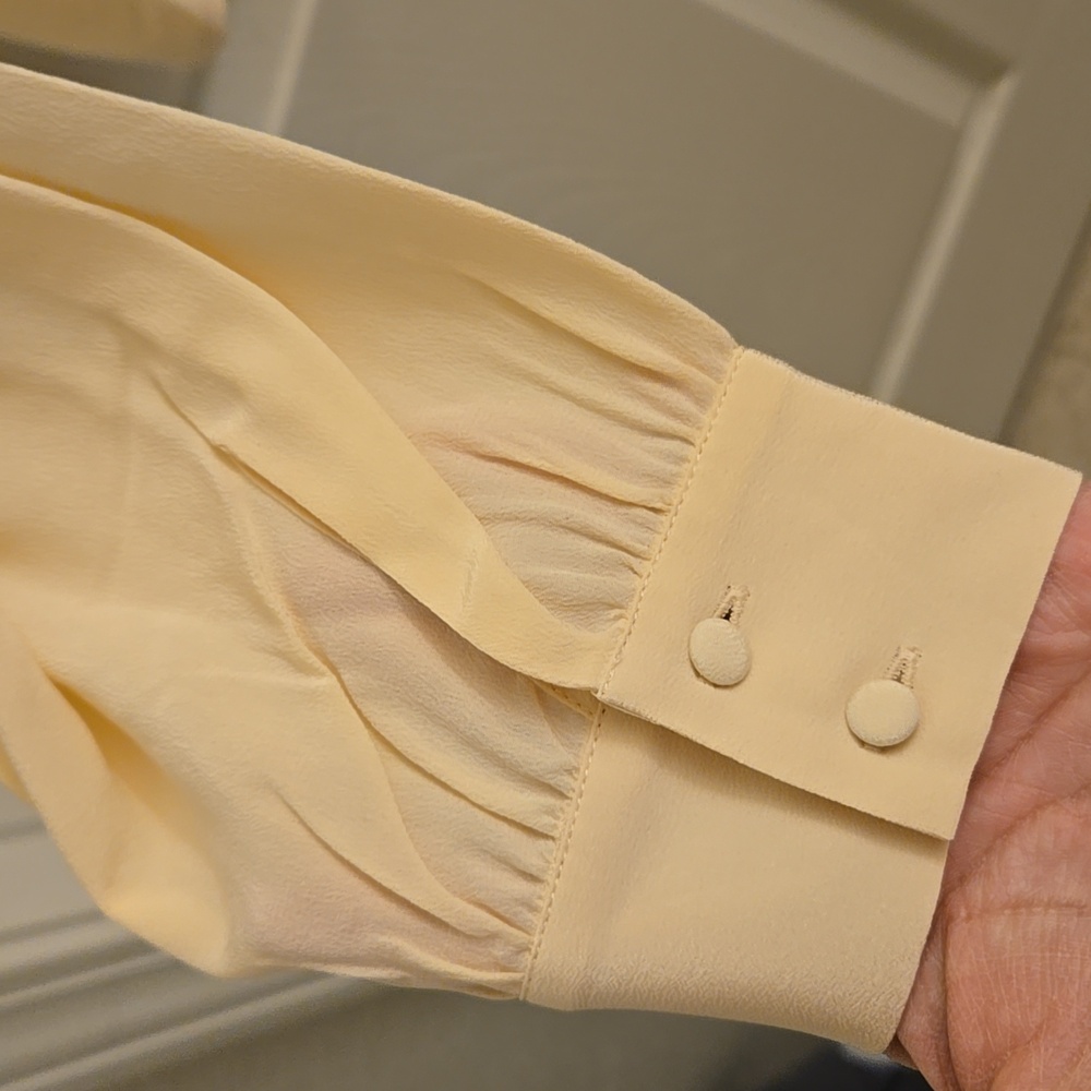 Sezane Vito Rosey Beige 100% Silk Shirt - Picture 10 of 14